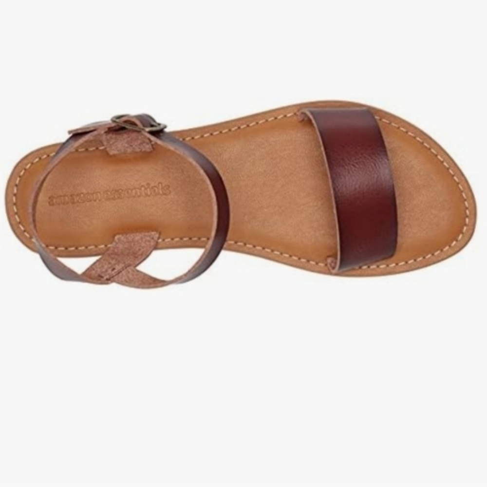 Amazon Essentials Women's Two Strap Buclke Sandals Brown Size 7.5W - Picture 11 of 11
